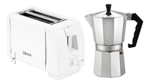 Combo Tostadora Eléctrica 2 Panes Y Cafetera Estilo Italiana