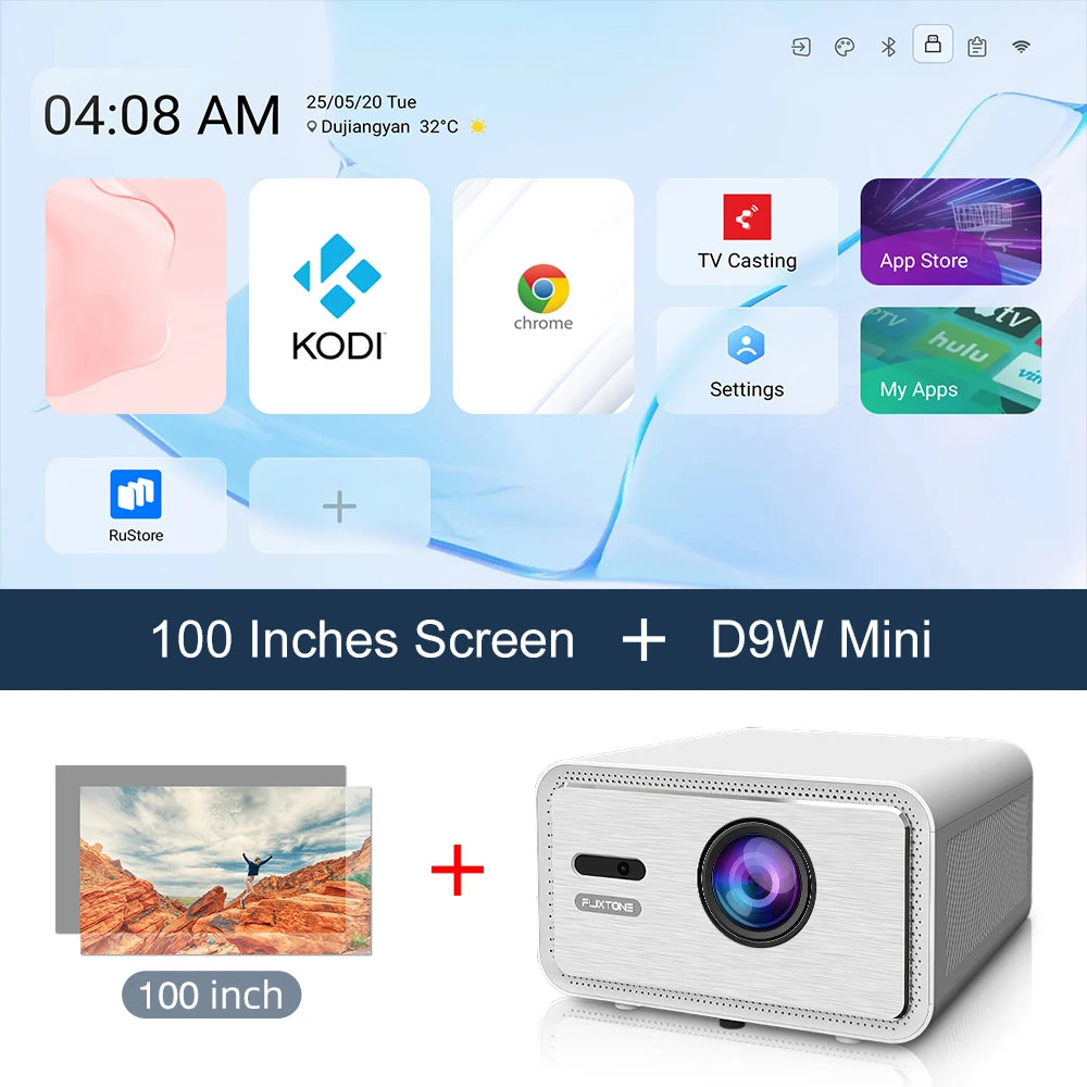 Flixtone D9W Mini 2500 ANSI Full HD 1080P Projector 4K Portable Beam Projectors for Movies Home Theater WiFi Android Game Beamer