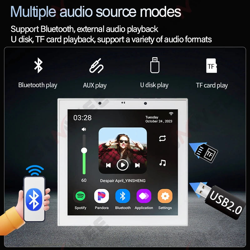 Smart Audio System TUYA Home Sound in Wall Amplifier Android 11 system WiFi Bluetooths Amp with Stereo Ceiling Speaker Kit Hotel