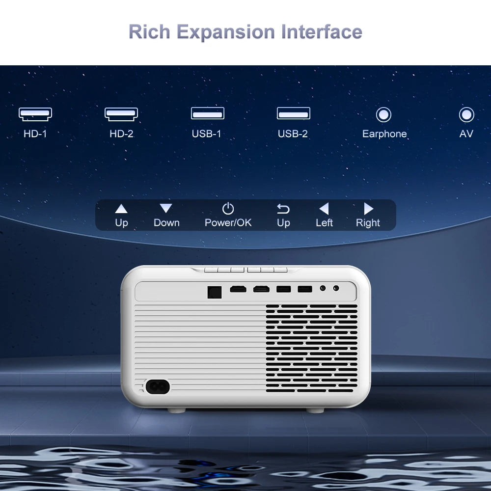 Flixtone D9W Mini 2500 ANSI Full HD 1080P Projector 4K Portable Beam Projectors for Movies Home Theater WiFi Android Game Beamer