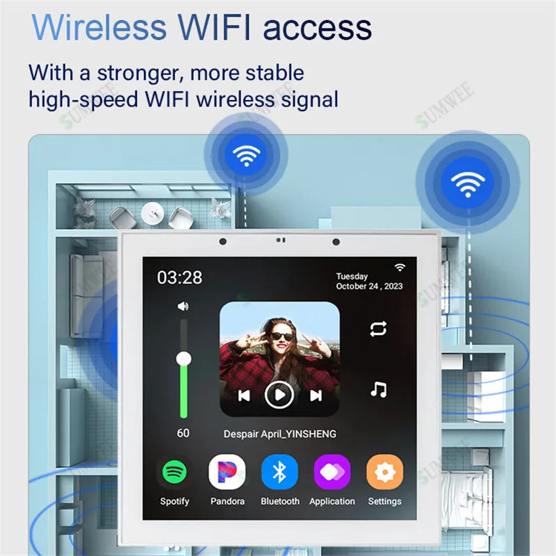 Smart Audio System TUYA Home Sound in Wall Amplifier Android 11 system WiFi Bluetooths Amp with Stereo Ceiling Speaker Kit Hotel