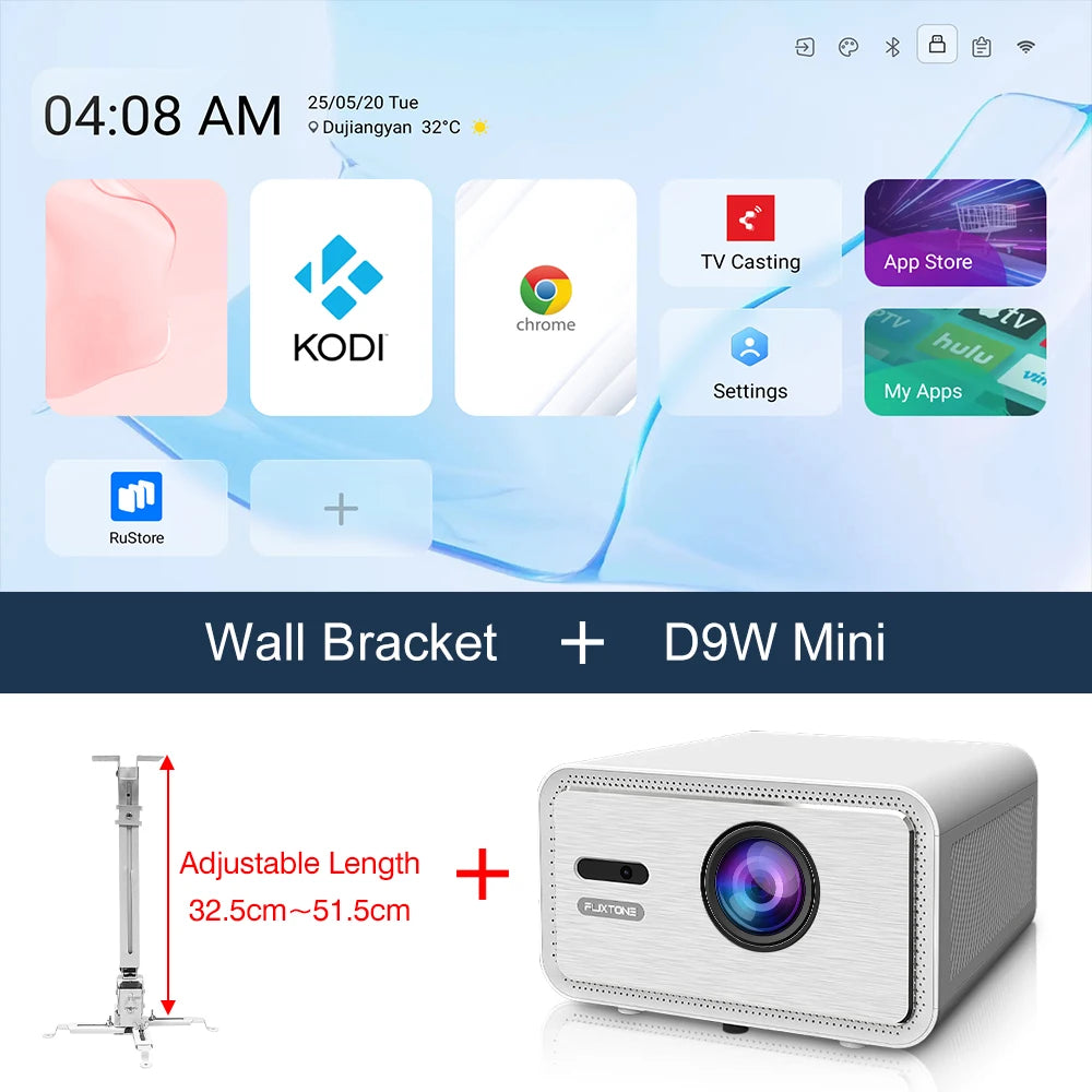 Flixtone D9W Mini 2500 ANSI Full HD 1080P Projector 4K Portable Beam Projectors for Movies Home Theater WiFi Android Game Beamer