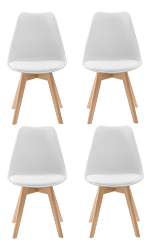 Sillas Tulip De Diseño X4 Estilo Nórdico Patas Madera