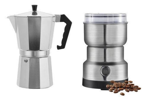 Combo Desayuno Cafetera 6 Pocillos Molinillo Eléctrico Café