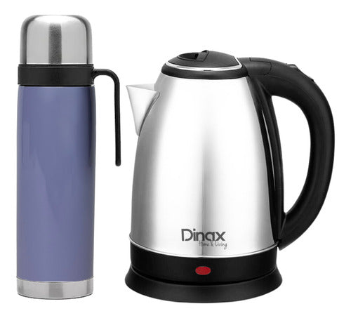 Pava Electrica Acero Inoxidable Kit Termo Acero Con Manija