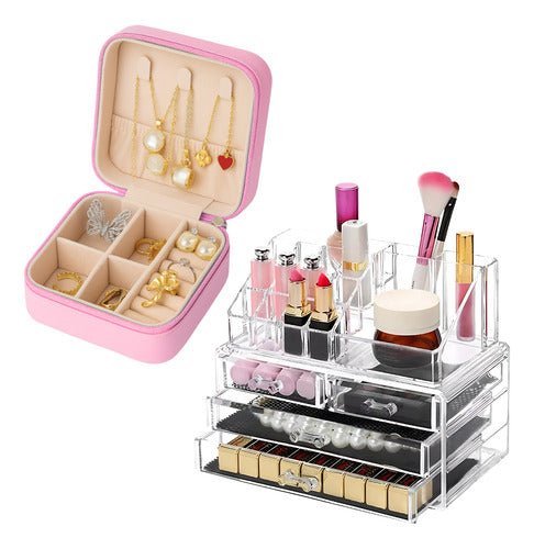 Set Alhajero Caja Organizadora Y Organizador Para Maquillaje