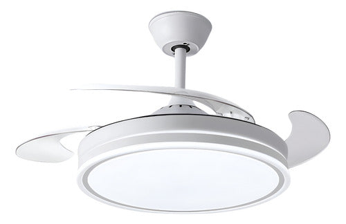 Ventilador De Techo Retráctil 4 Aspas Luz Led Fría Cálida