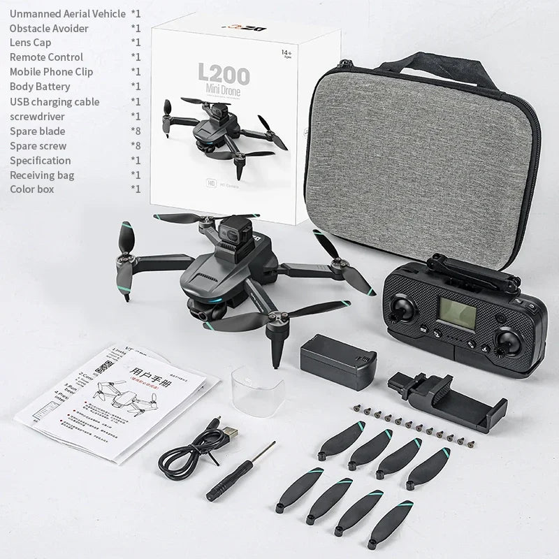 2025 New L200 PRO MAX Drone 4K Professional HD Camera 2-Axis Gimbal 360° Obstacle Avoidance Brushless GPS Quadcopter FPV RC Dron