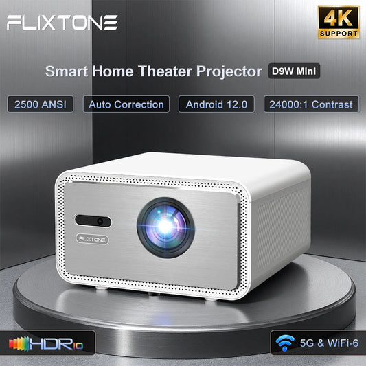 Flixtone D9W Mini 2500 ANSI Full HD 1080P Projector 4K Portable Beam Projectors for Movies Home Theater WiFi Android Game Beamer